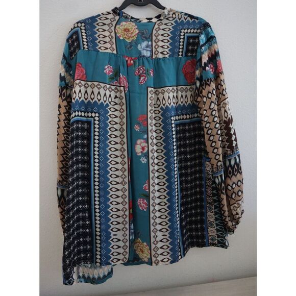 Johnny Was C15123A7 Women's Sz M Multi Mykee Tori Button Front L/S Blouse - Picture 2 of 9